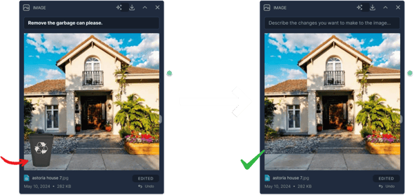 AI photo editor removing an object from an image