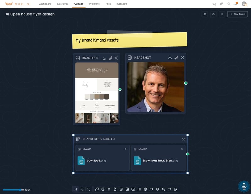 brand kit and assets for open house flyer