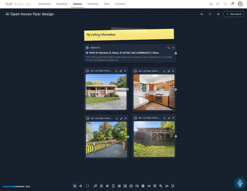 listing information for real estate open house flyer